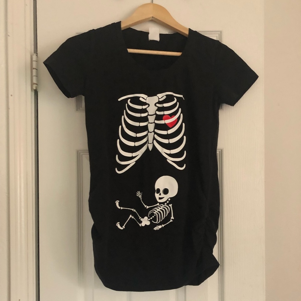 Black Skeleton Baby/Food Baby maternity shirt and matching dad shirt